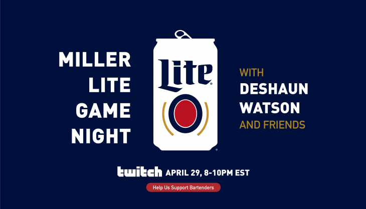 Deshaun Watson Teams Up With Miller Lite For Game Night On Twitch Molson Coors Beer Beyond